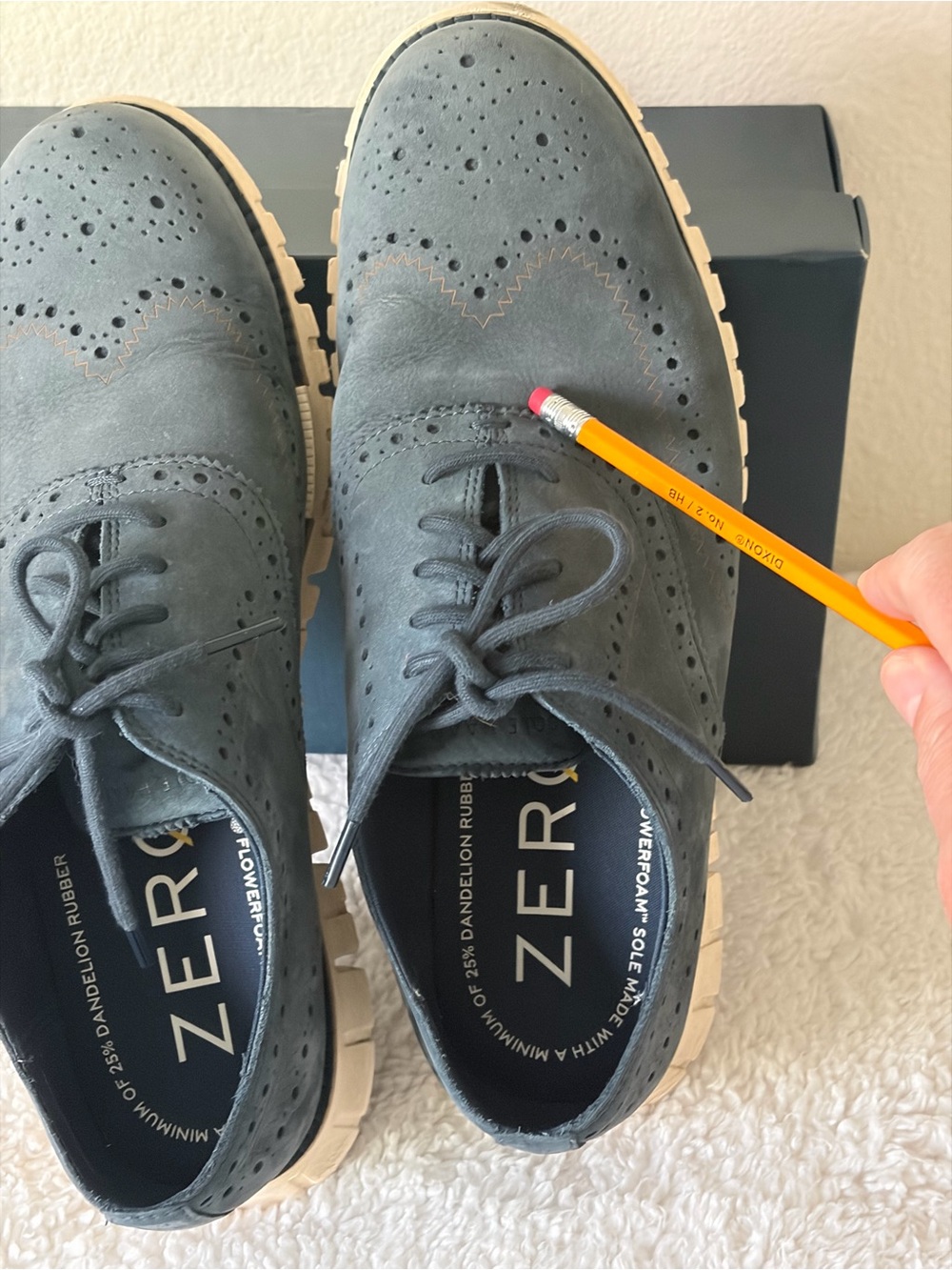 Cole Haan Men’s Navy Blue Nubuck Zerogrand Remastered Wingtip Oxfords Size 9.5M - Picture 12 of 15